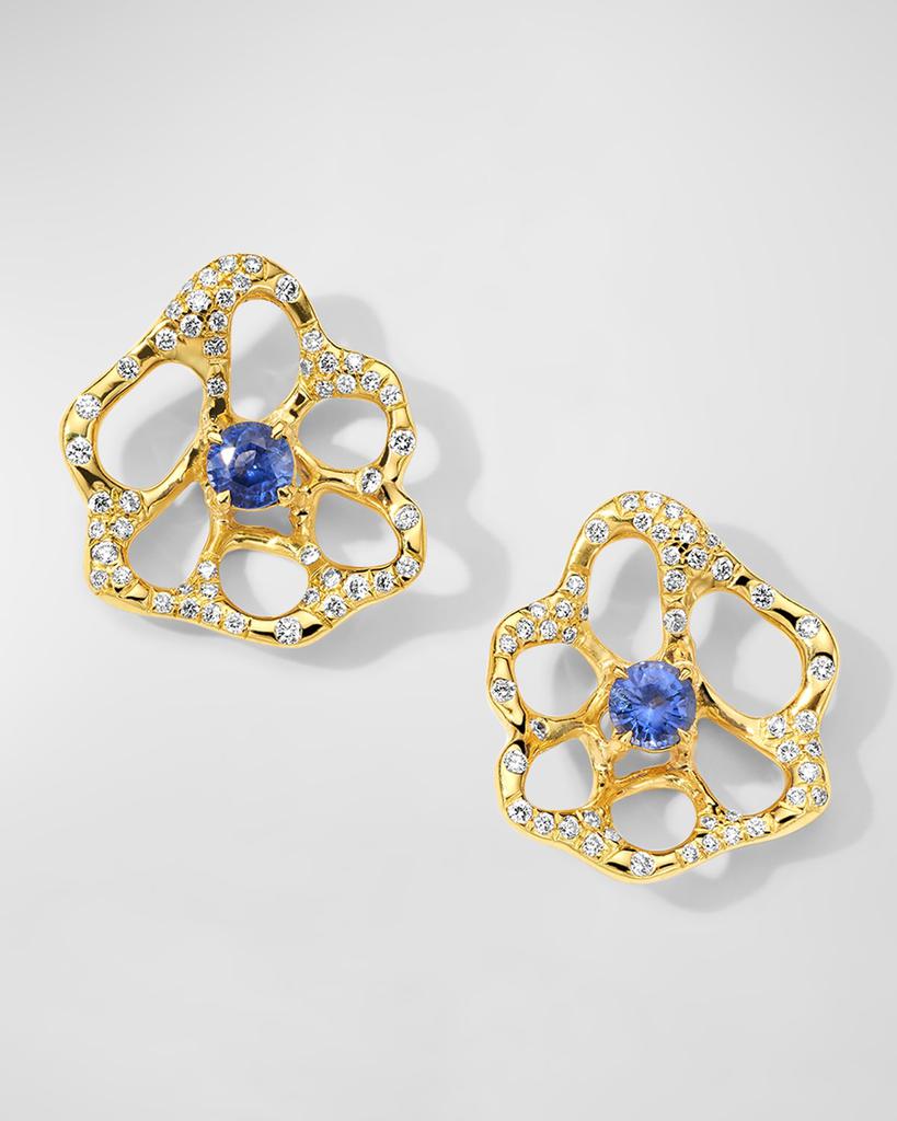 Ippolita 18K Stardust Drizzle Small Flower Stud Earrings with Blue Sapphire and Diamonds