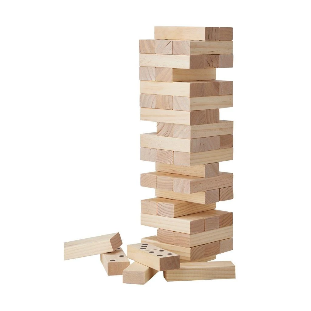 TRIPLE T Tumbling Timber Toy 54 Blocks Medium Tumble Tower Block Game Pine Wood Bag
