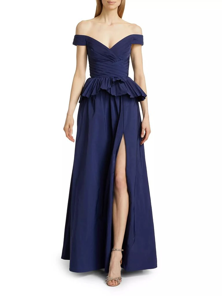 MARCHESA Off-the-Shoulder Peplum Ball Gown 3