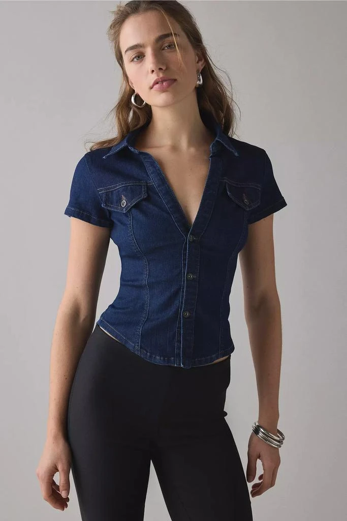BDG BDG Polly Denim Slim Short Sleeve Button-Up Shirt 4