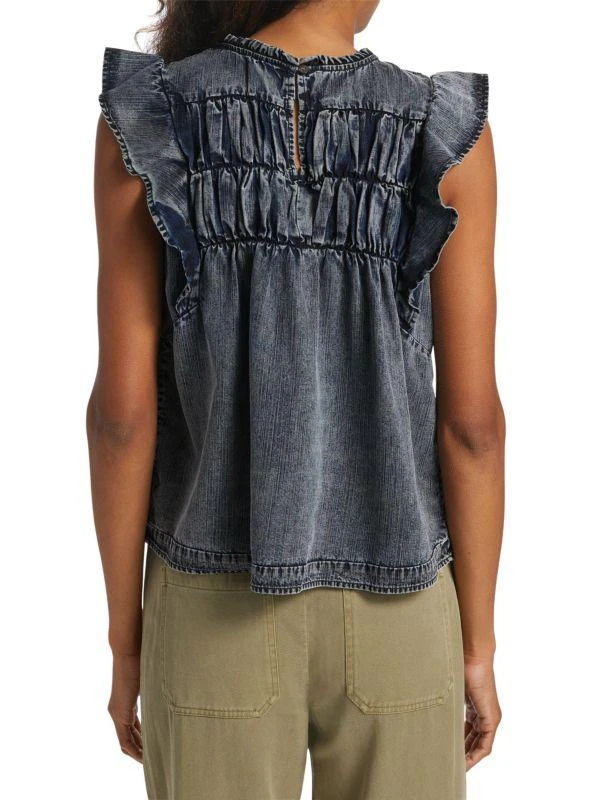 Rails Filomena Faux-Denim Cap-Sleeve Top 2