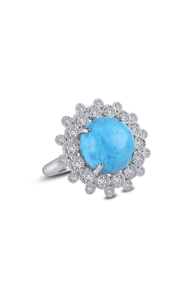 Lafonn Art Deco Simulated Diamond Halo Simulated Turquoise Ring