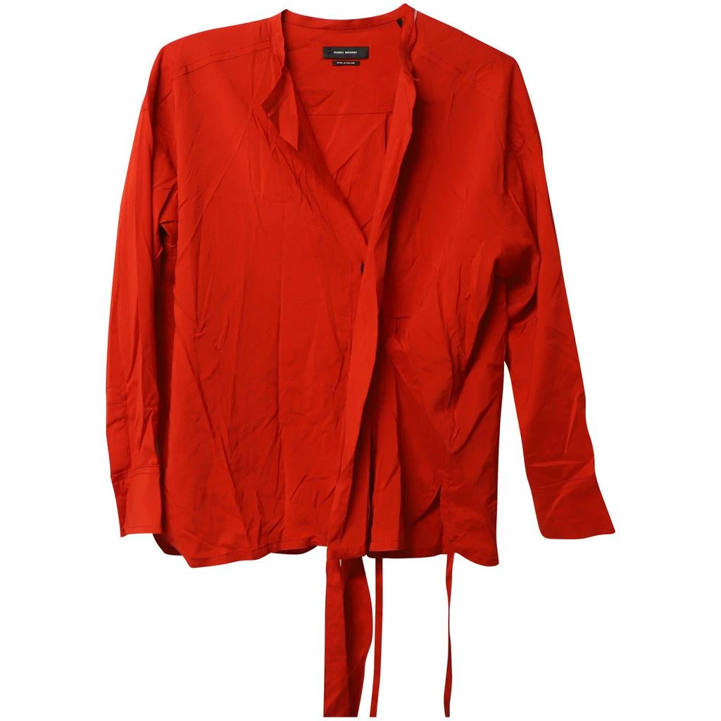 Isabel Marant Dorcey Wrap Blouse in Red Silk 5