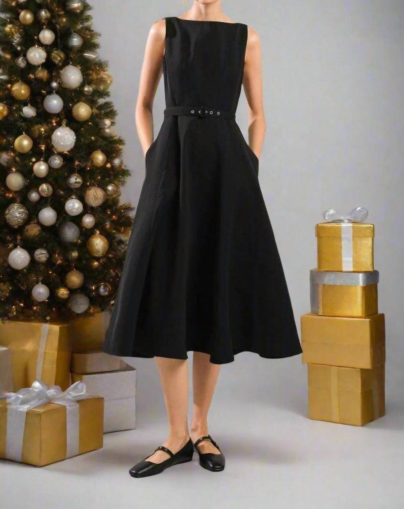 アウトレット★ 'S MaxMara ミディフレアドレス AMELIE アウトレット☆amelie コットンリネンミディフレアドレス (S Max