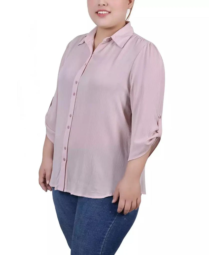 NY Collection Plus Size 3/4 Sleeve Gauze Blouse 3