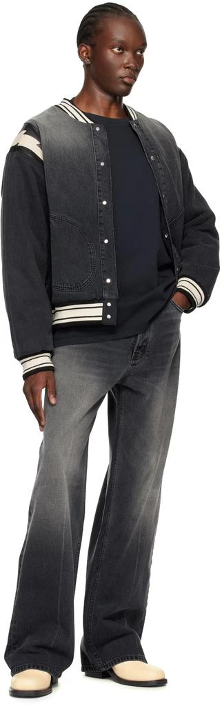 Rhude Black Lightning Varsity Denim Bomber Jacket 4