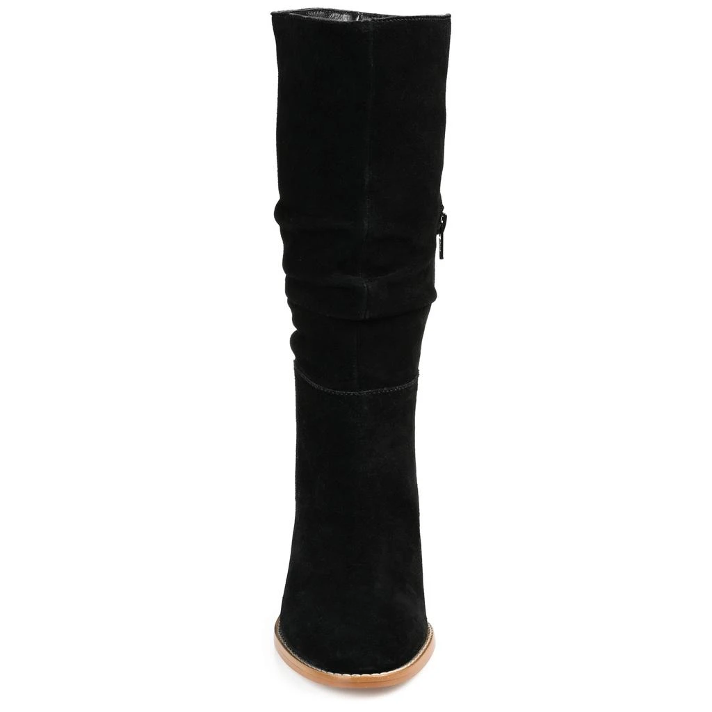 JOURNEE Womens Genuine Leather Syrinn Almond Toe Inside Zip Mid Calf Boots 6