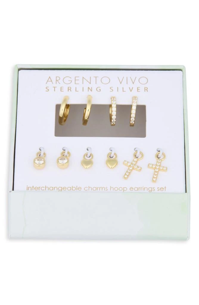 Argento Vivo Sterling Silver Mixed CZ Charms 
2-Pack Huggie Hoop Earrings