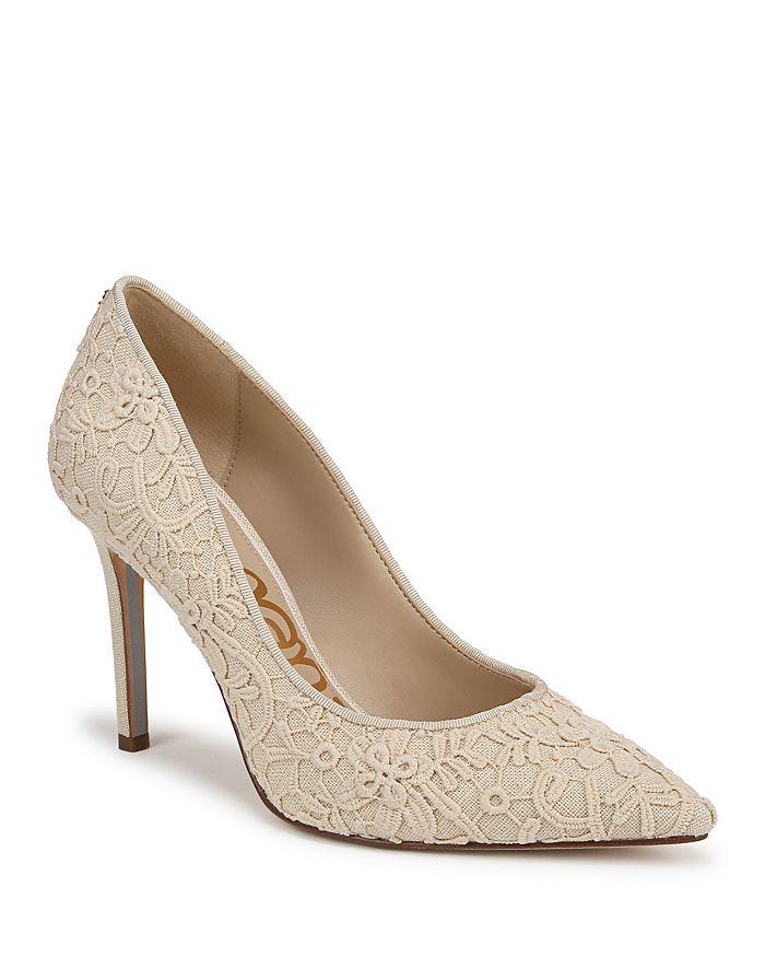 Sam Edelman Women's Hazel Pointed Toe Floral Topstitching High Heel Pumps