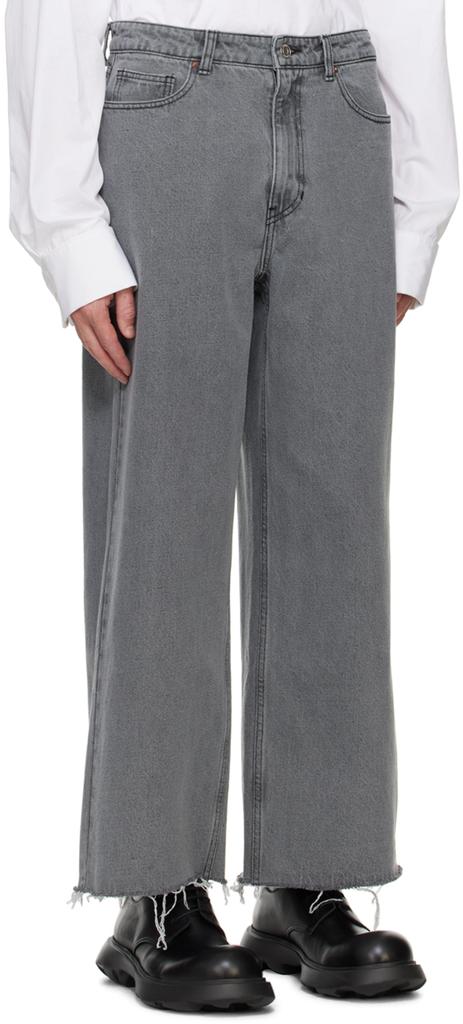 Recto Gray Low Rise Wide Jeans