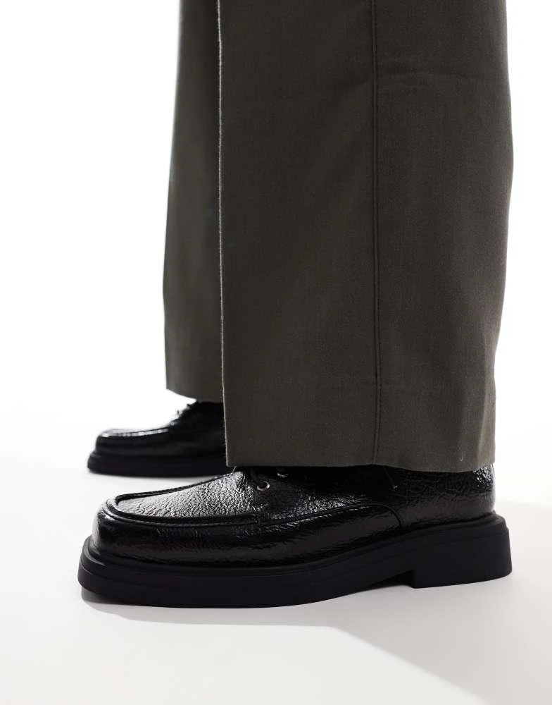 ASOS ASOS DESIGN lace up shoes in black with square toe 2