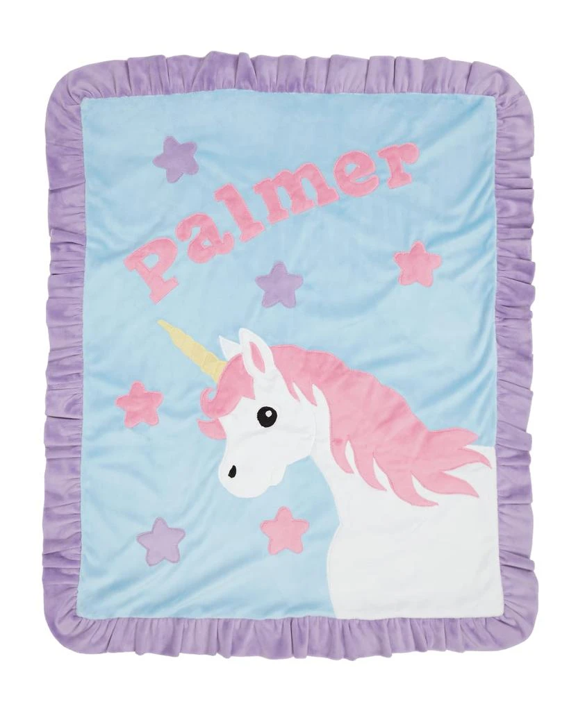 Boogie Baby Personalized Unicorn Plush Blanket, Blue 2