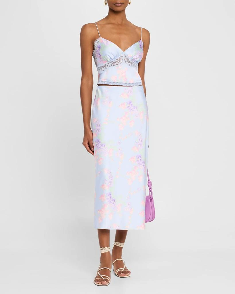 LOVESHACKFANCY Castle Satin Floral Maxi Skirt 2