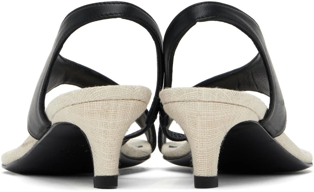 Totême Black & Beige Leather Thong Heeled Sandals 2