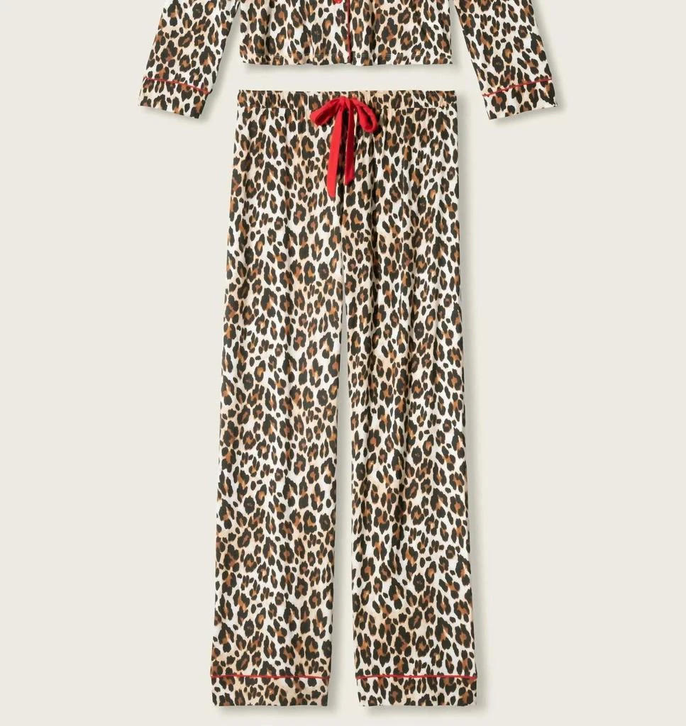 PJ Salvage Holiday Dreams Leopard Print Pajama Set In Natural 5