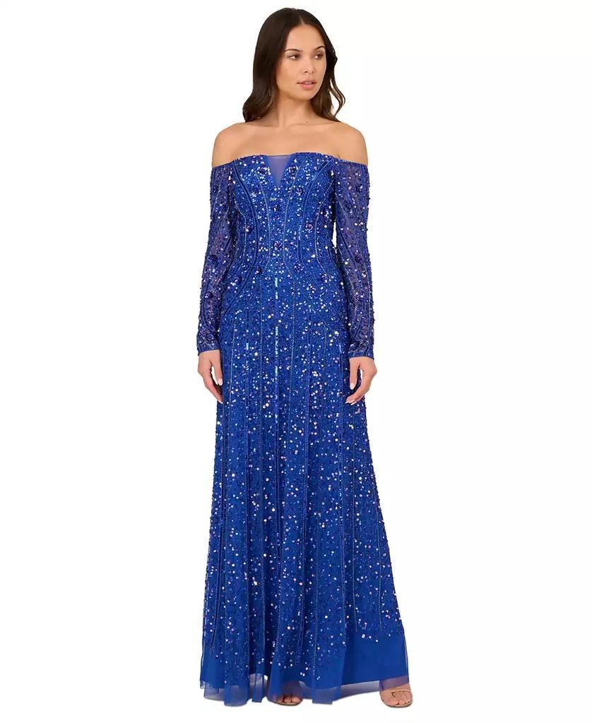 Adrianna Papell Women's Beaded Off-The-Shoulder Ball Gown 1