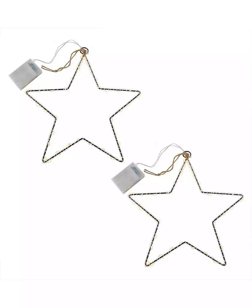 Macy's Lumabase Set of 2 Star Motif with Mini LED String Lights