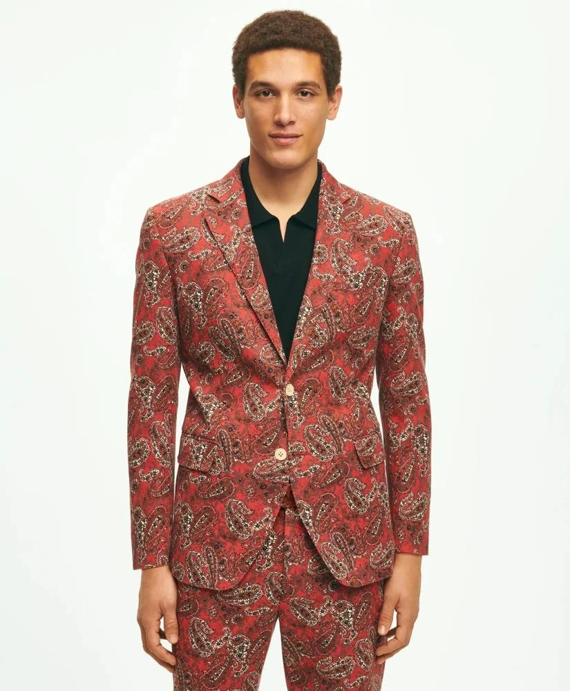 Brooks Brothers Slim Fit Paisley Suit Jacket In Cotton Blend 3