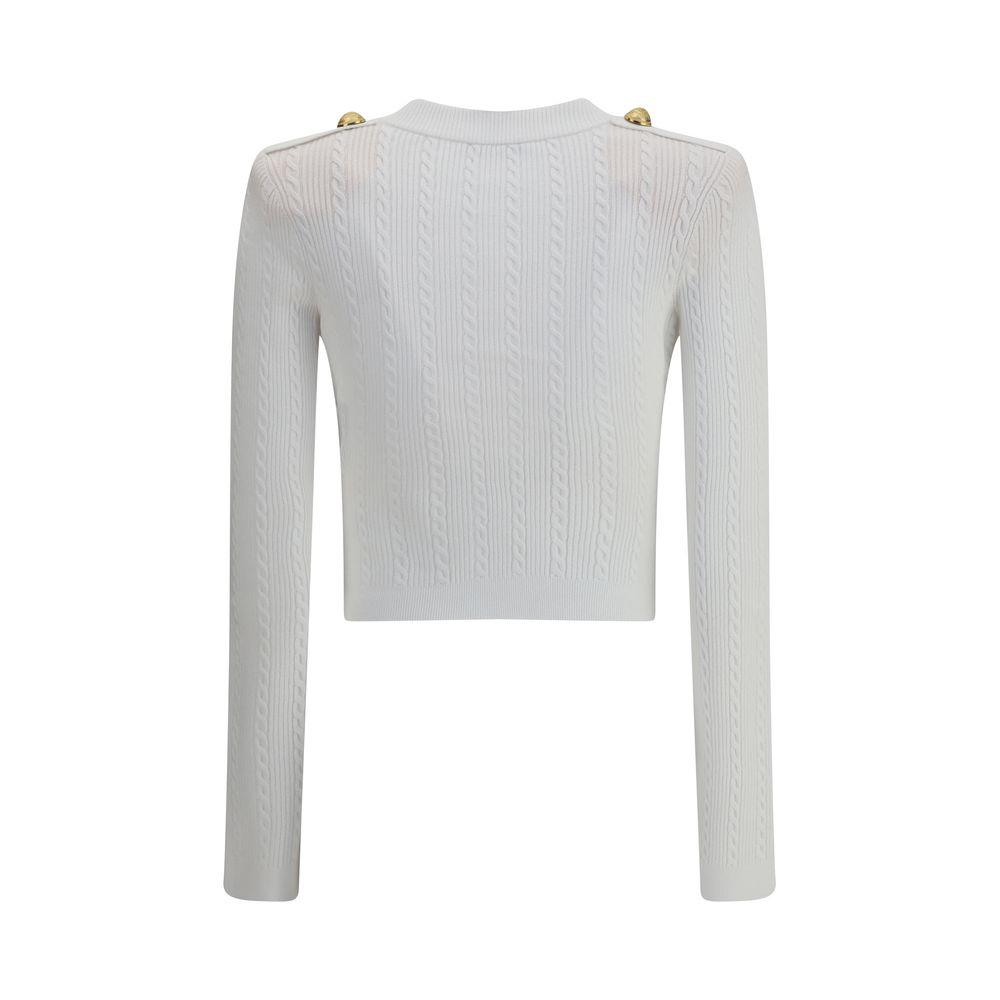 Balmain LS BUTTONED V-NECK TORSADE KNIT Women's CARDIGAN