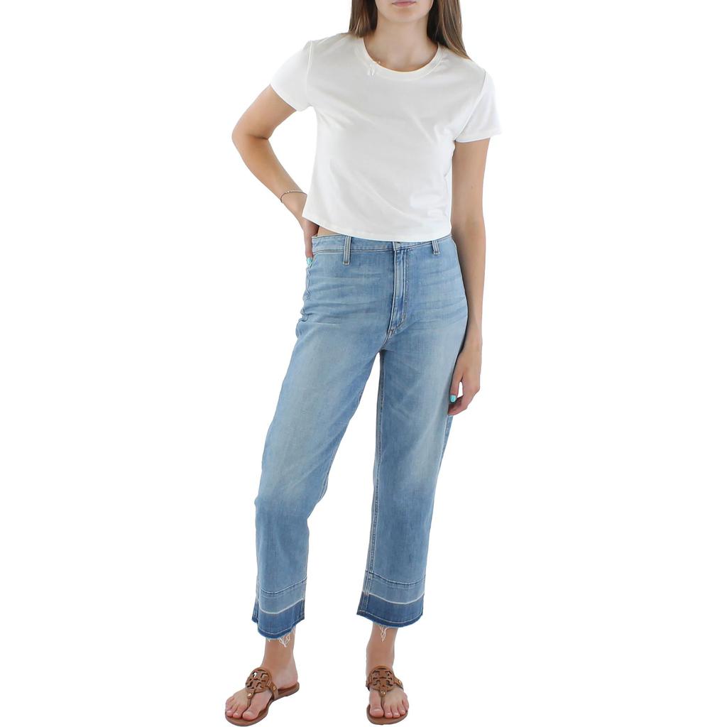 Derek Heart Juniors Womens Crop Crew T-Shirt