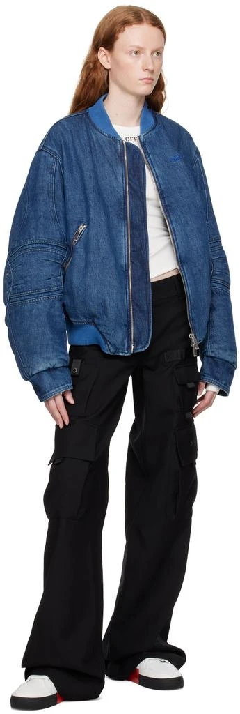 Off-White Blue Paneled Denim Bomber Jacket 4