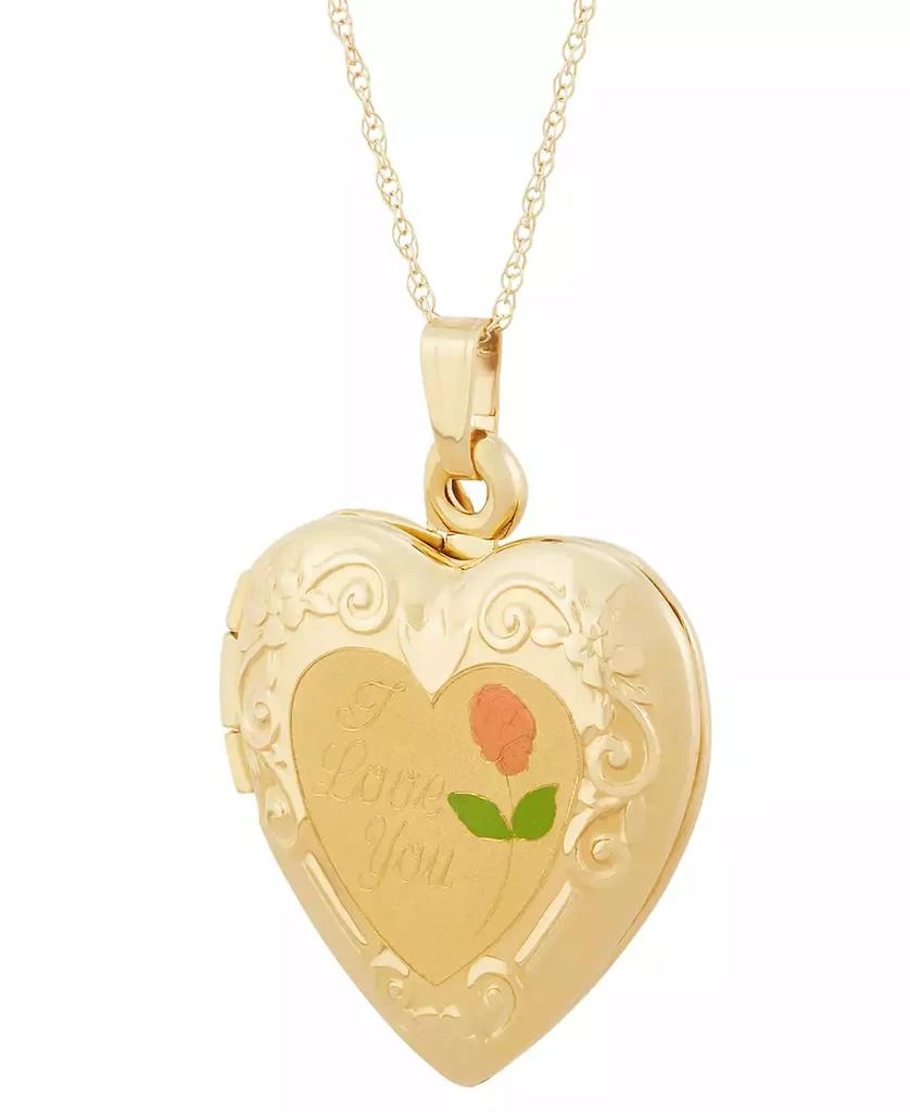 Italian Gold Engraved Heart Locket 18" Pendant Necklace in 10k Gold 6