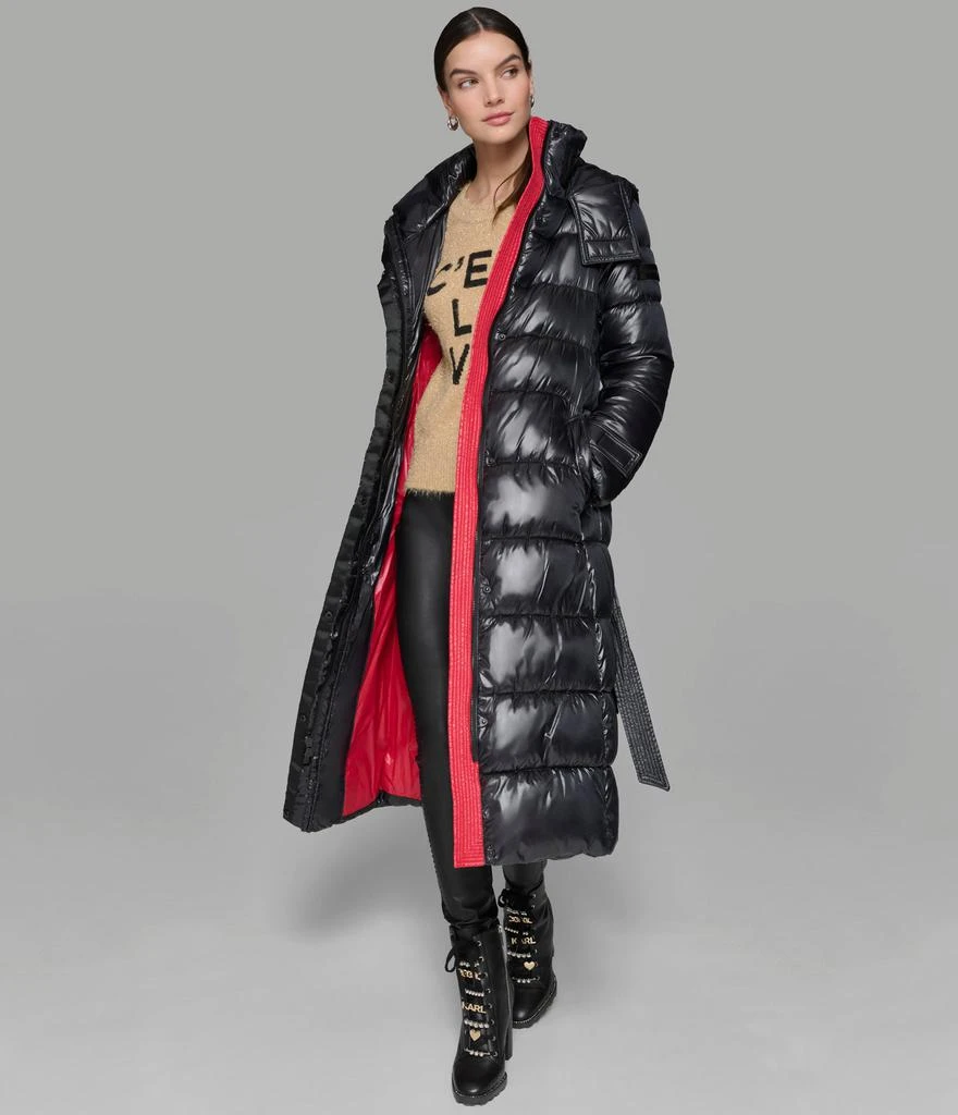 Karl Lagerfeld Paris CONTRAST MAXI BELTED LONG PUFFER 4