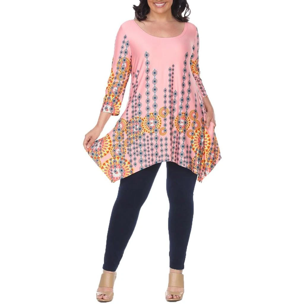 White Mark Plus Womens Sharkbite Hem Floral Tunic Top 15