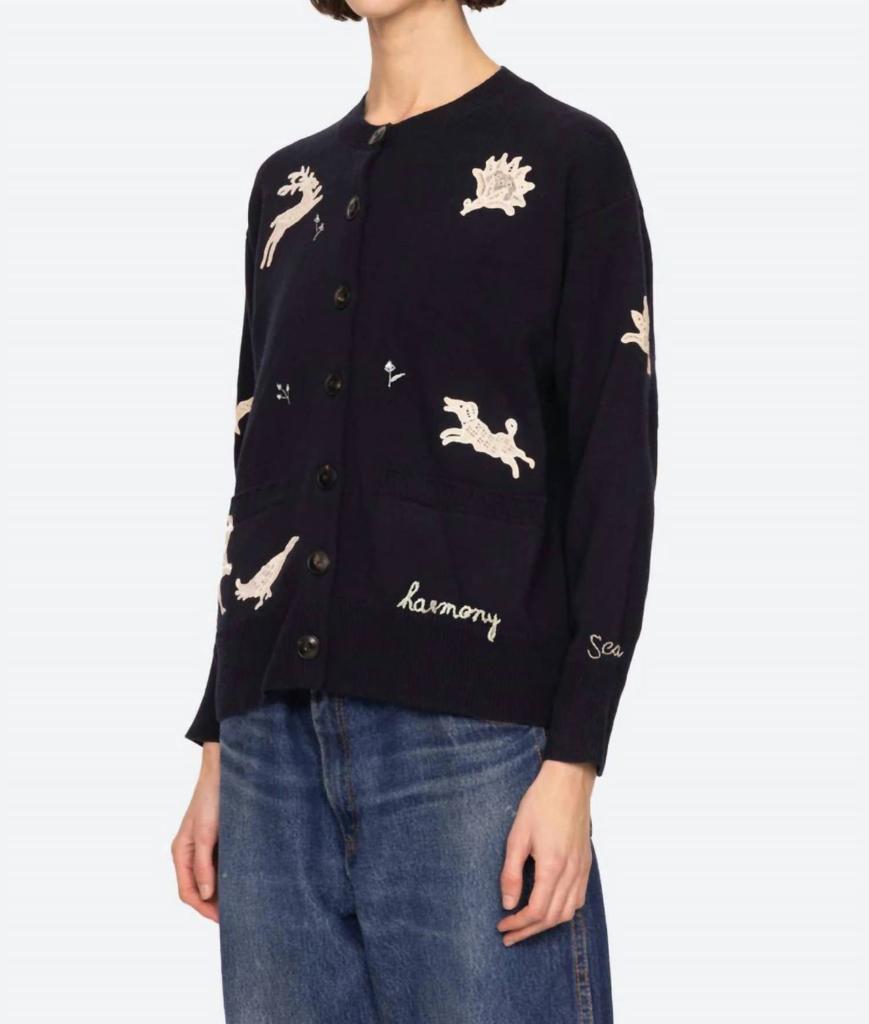 Sea Mika Long Sleeve Cardigan In Navy