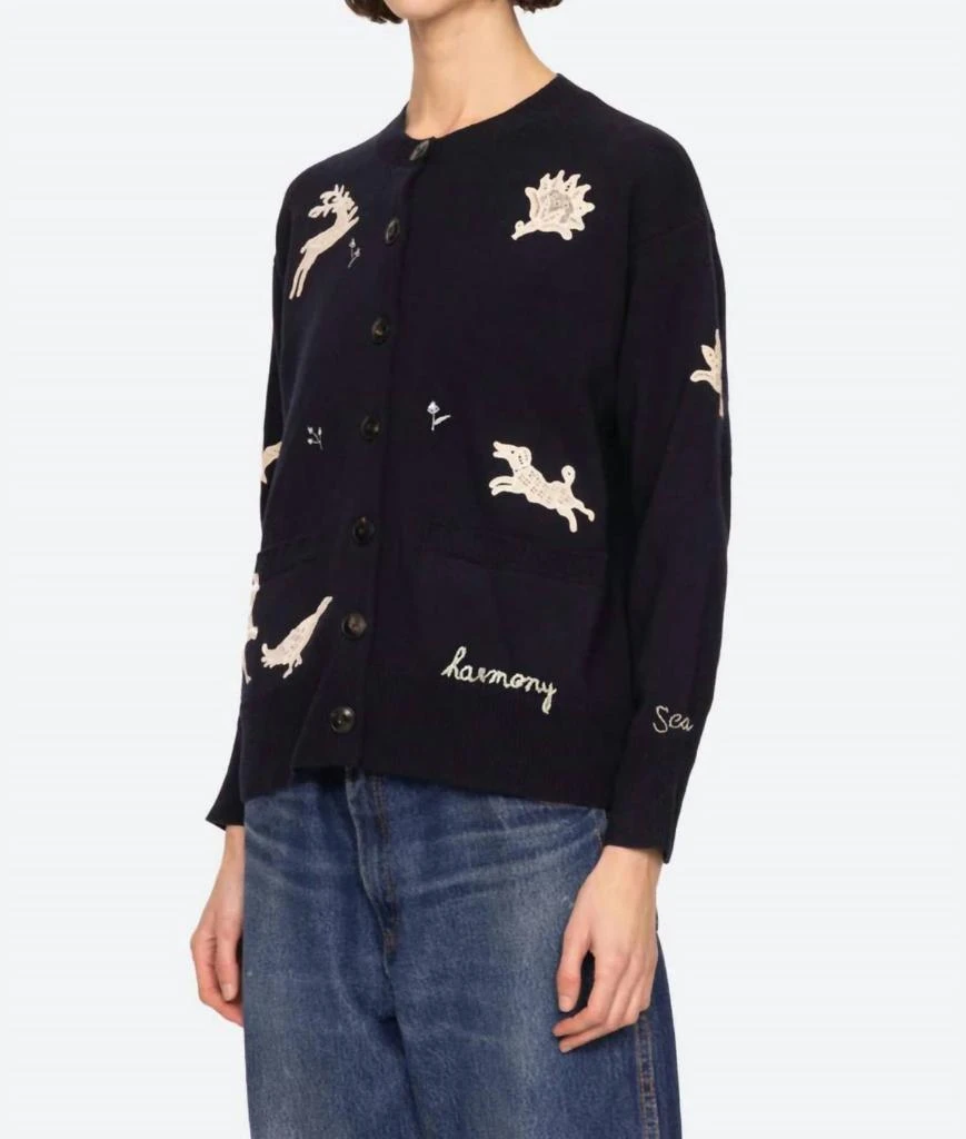 Sea Mika Long Sleeve Cardigan In Navy 2