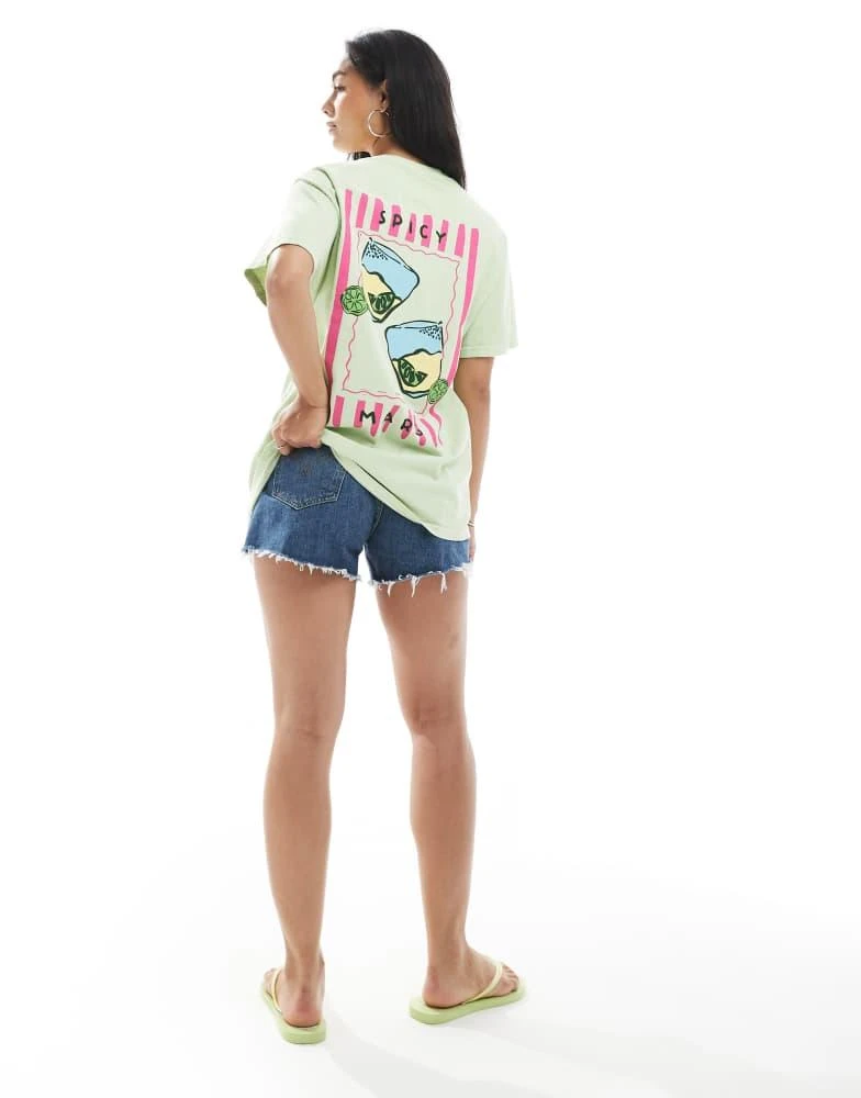 Miss Selfridge Miss Selfridge spicy marg oversized graphic tee in green 4