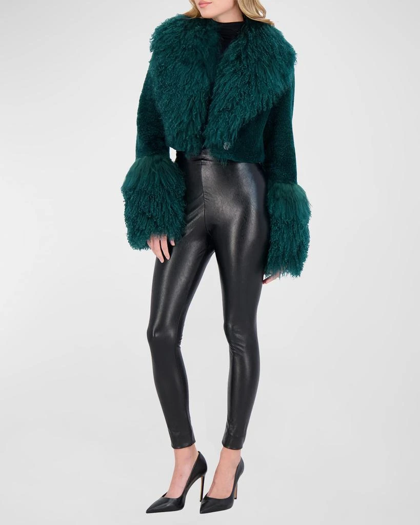 Gorski Cashmere Goat Fur Crop Bolero Jacket with Mongolian Goat Fur Collar and Cuffs 4