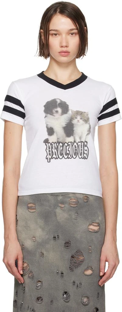 Ashley Williams White Puppy & Kitten Varsity T-shirt 1