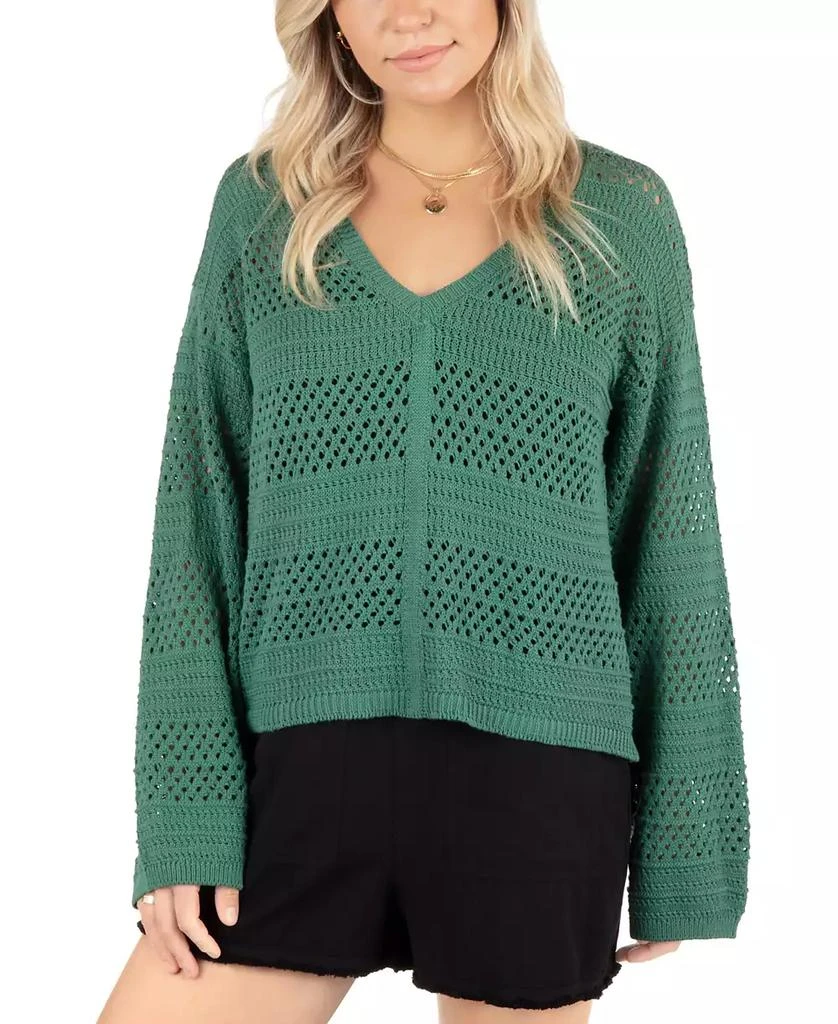 Hurley Juniors' Easy Times V-Neck Crochet Sweater 1