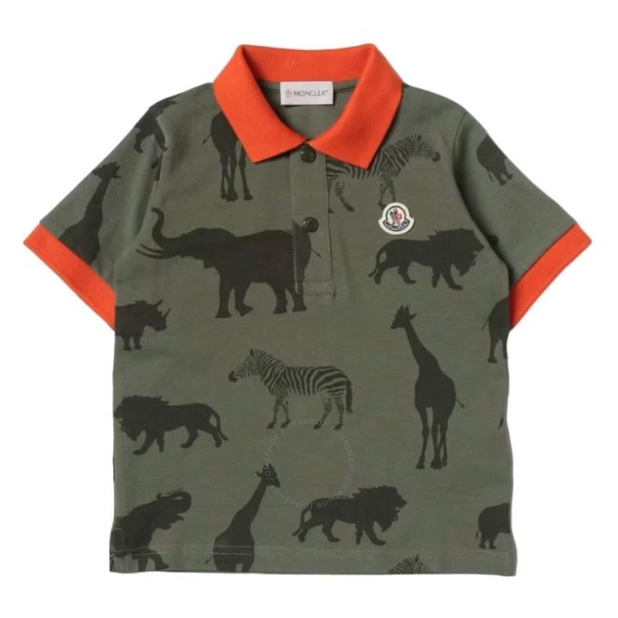 Moncler Kids Short Sleeve Safari Print Polo Shirt 1
