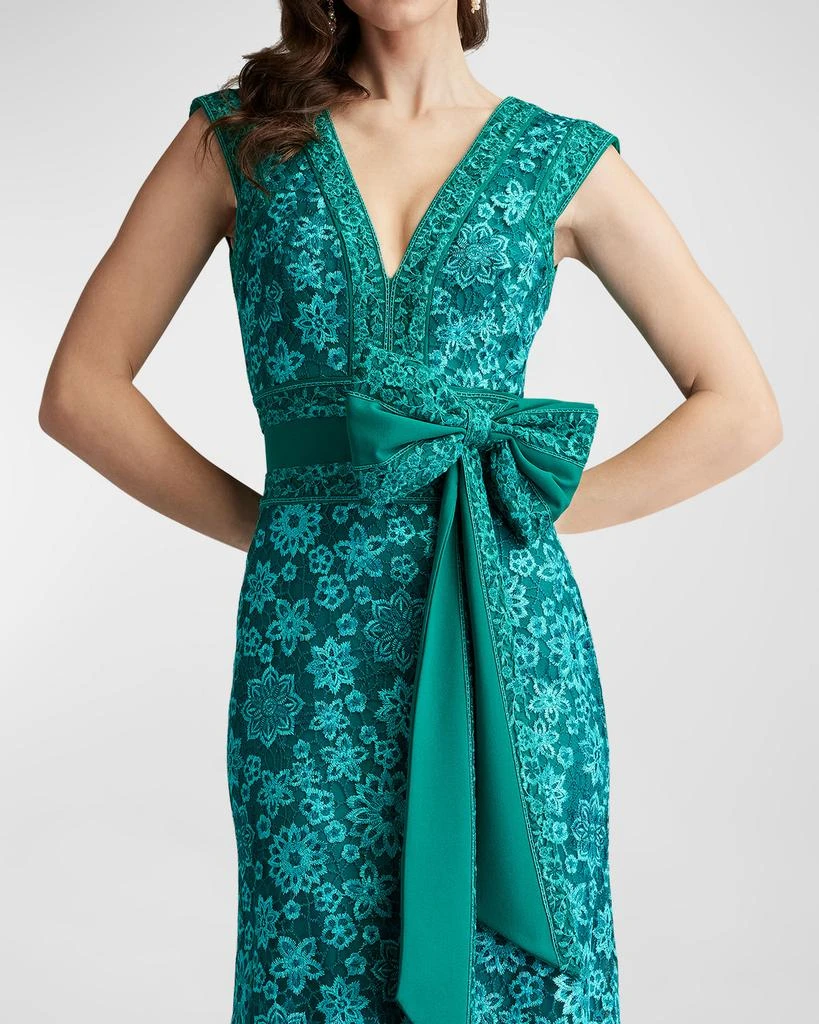 Tadashi Shoji Sleeveless Bow-Front Floral Lace Gown 6