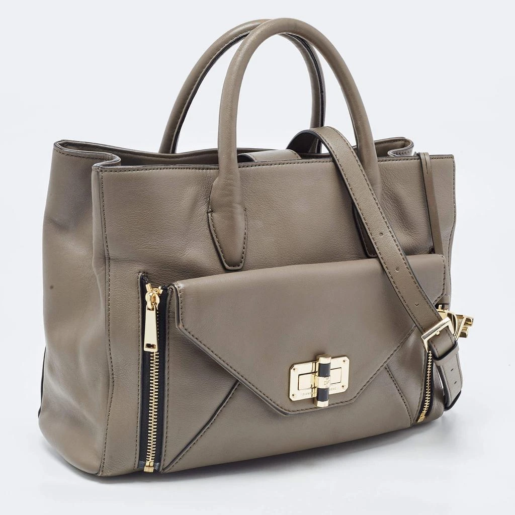 Diane von Furstenberg Diane Von Furstenberg Grey Leather Large 440 Gallery Secret Envelope Tote 3