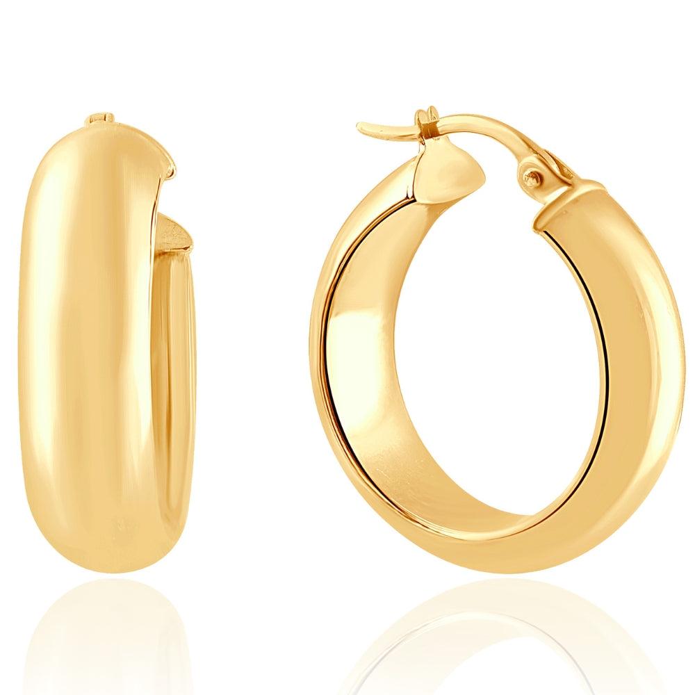 Pompeii3 14k Yellow Gold 5.5mm Small Designer Hoops Women's Earrings 3/4" Tall 2.30grams