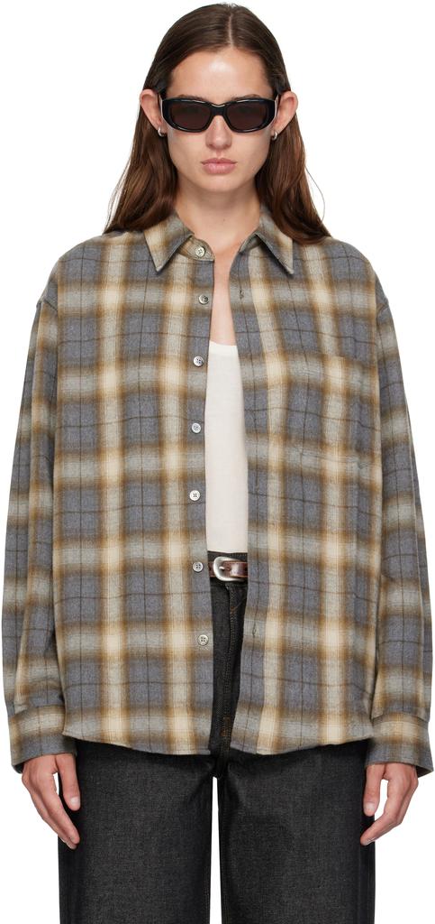COOR Brown Ombre Flannel One Pocket Checkered Shirt - Shirts