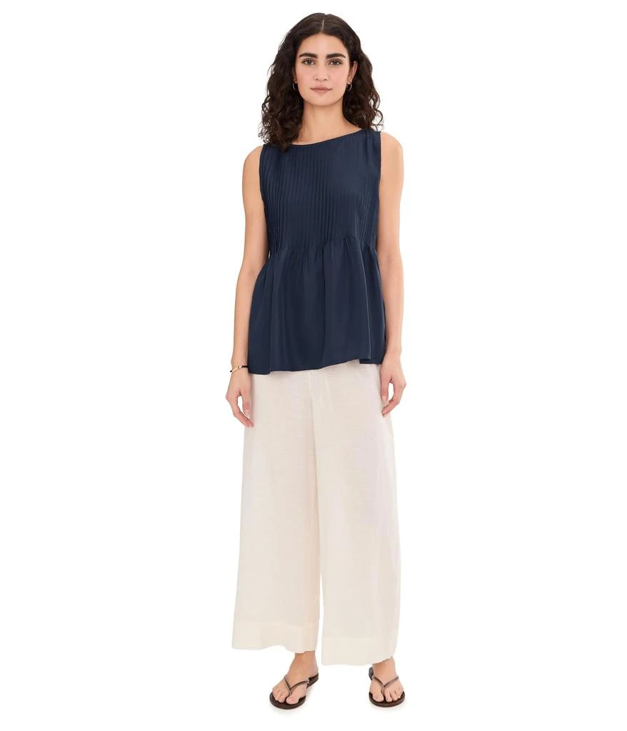 Eileen Fisher Pleated Silk Bateau Neck Shell 2