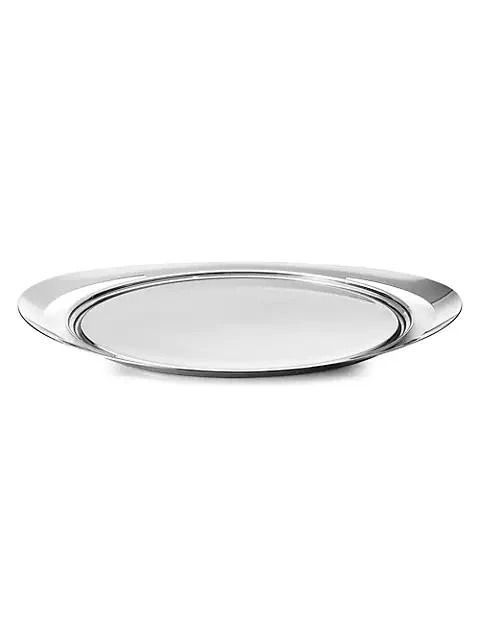 Georg Jensen Cobra Removable Leather Inlawy Stainless Steel Handle Serving Tray 1