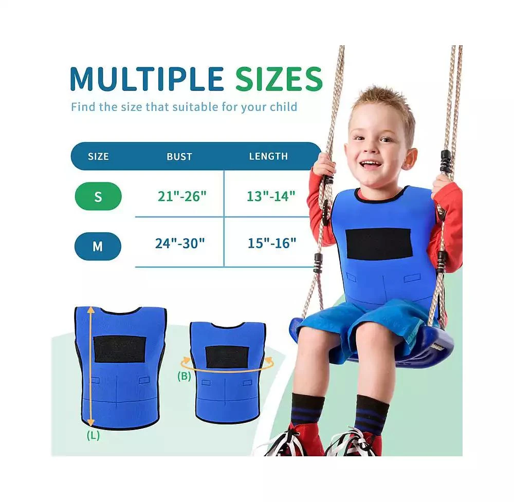 OUTREE Small Blue Weighted Compression Vest for Kids with Sensory Needs 6