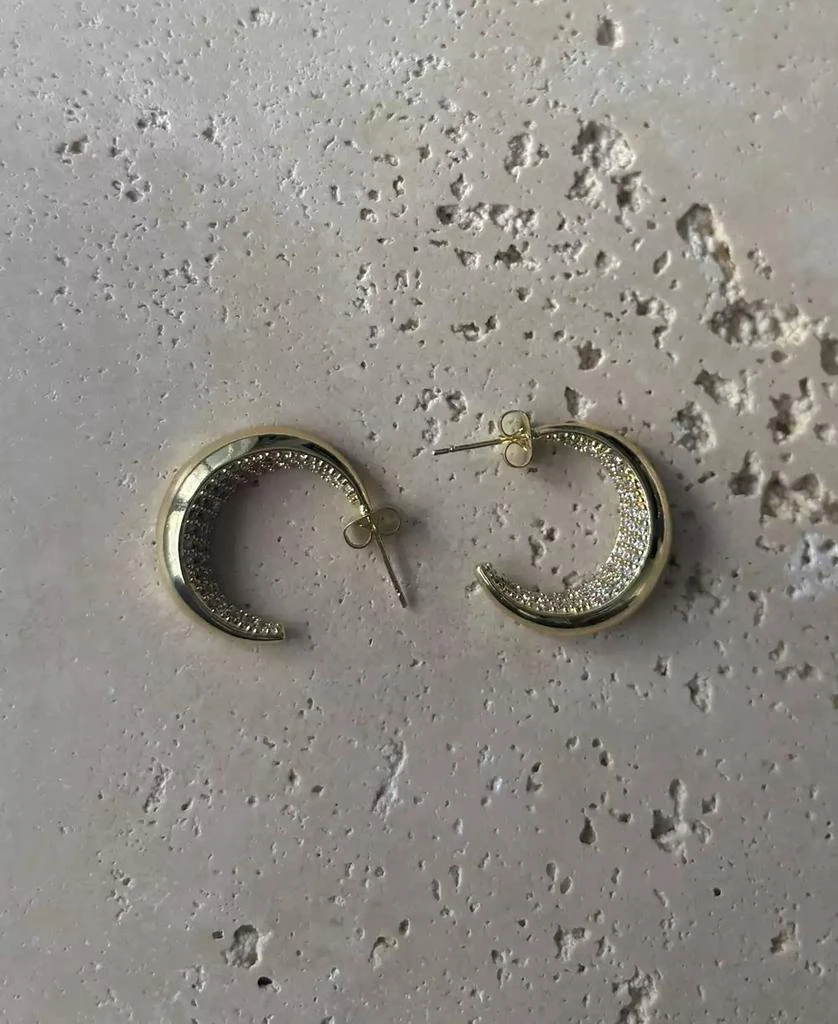 ADORNIA Gold Plated Crystal Lined Hoop Earrings 4