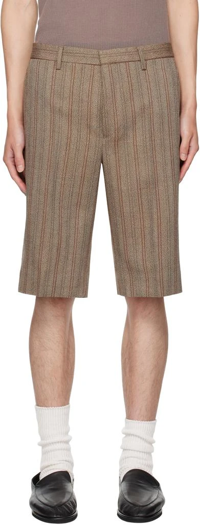 Dries Van Noten Beige Striped Shorts 1