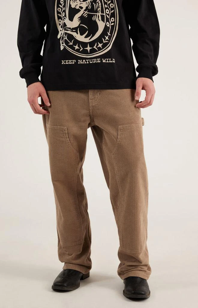 PacSun Tan Corduroy Baggy Carpenter Pants 3