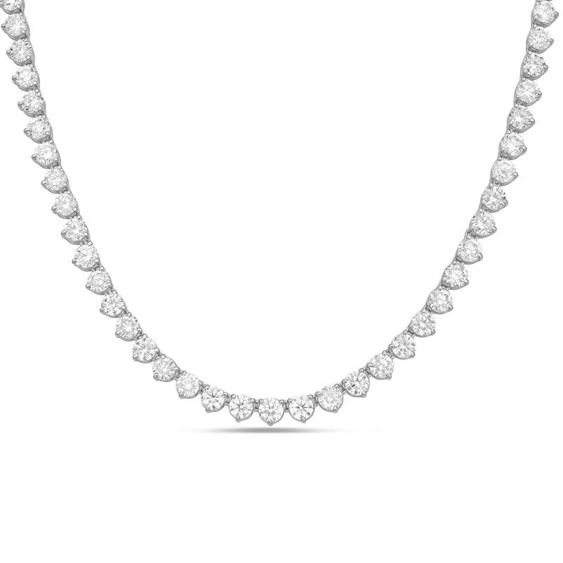 Diana M Jewels 14kt White Gold 10cts Lab Grown Diamond 3 prong Tennis Necklace