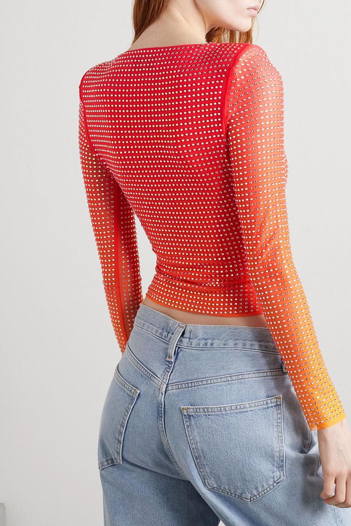 Tシャツ・カットソー SELF PORTRAIT Embellished Stretch Mesh Top Self Portrait Cropped crystal-embellished dégradé stretch
