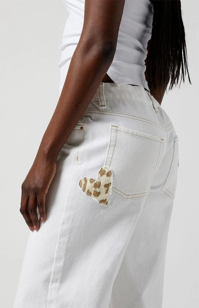 PacSun Casey Low Rise Baggy Jeans Leopard LA & Heart Patch 5