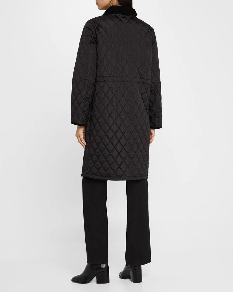 Burberry Corduroy-Collar Quilted Long Jacket 3