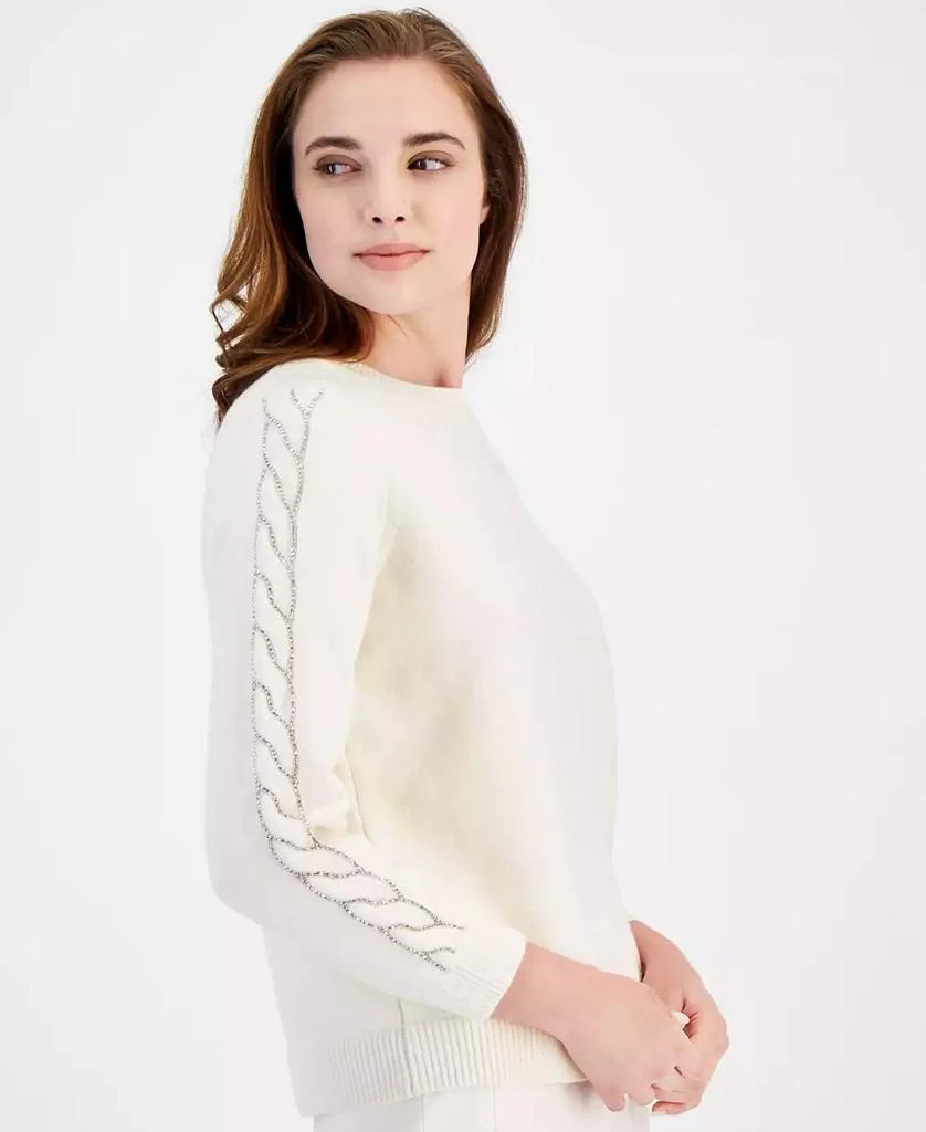 Anne Klein Women's Embellished Cable-Knit Sweater 3